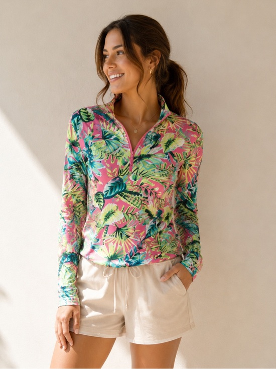 Tommy Bahama Tops - 🎉LAST PIECE🎉TOMMY BAHAMA Upf 50 Printed Golf Quarter Zip Long Sleeve Popover